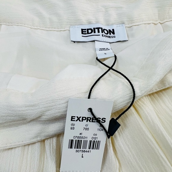 New Ivory Cream Draped Midi Skirt Express LimitedEdition Size Large - Picture 10 of 13